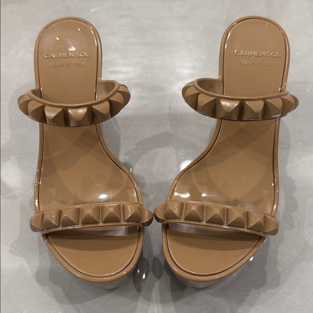CARMEN SOL Tonino Chic Nude Wedge Platform Sandals 9